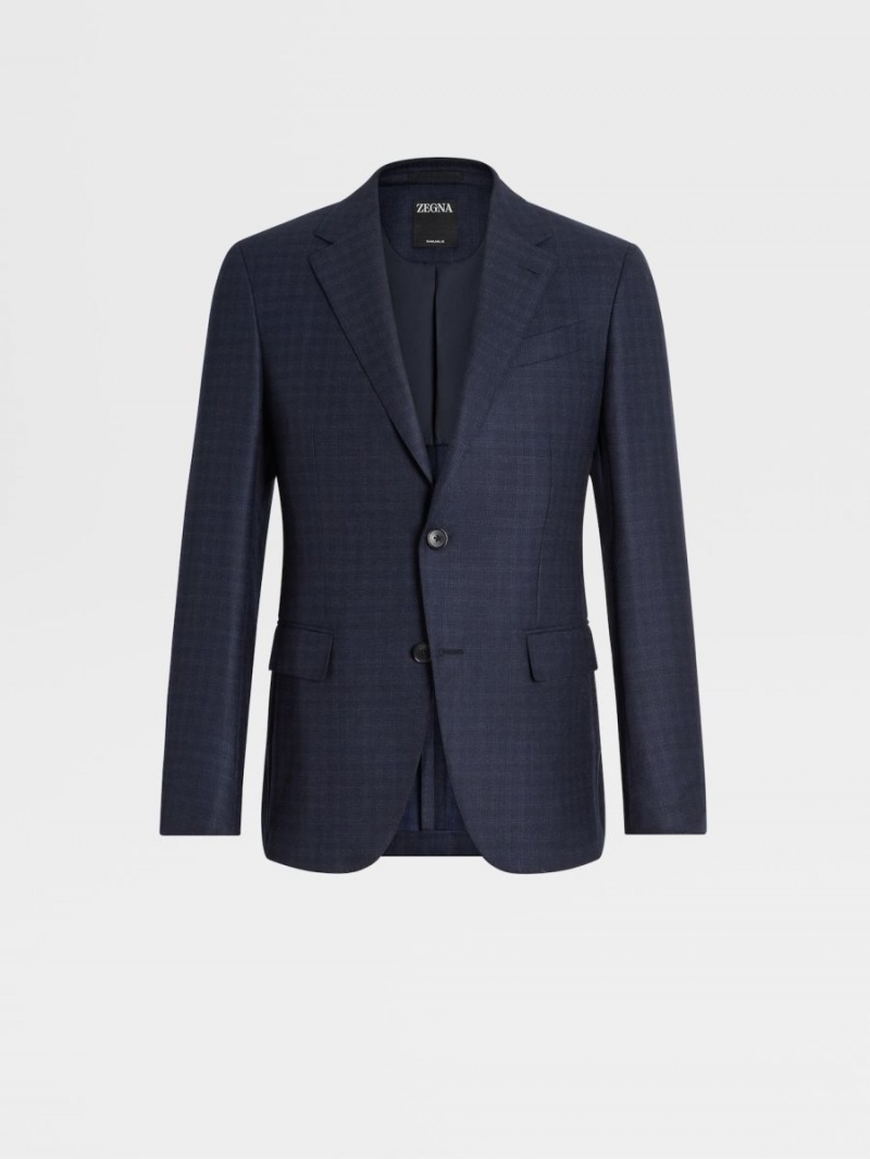 Dark Blue / Burgundy Zegna 15milmil15 Wool Jacket | QFNIVGW-71