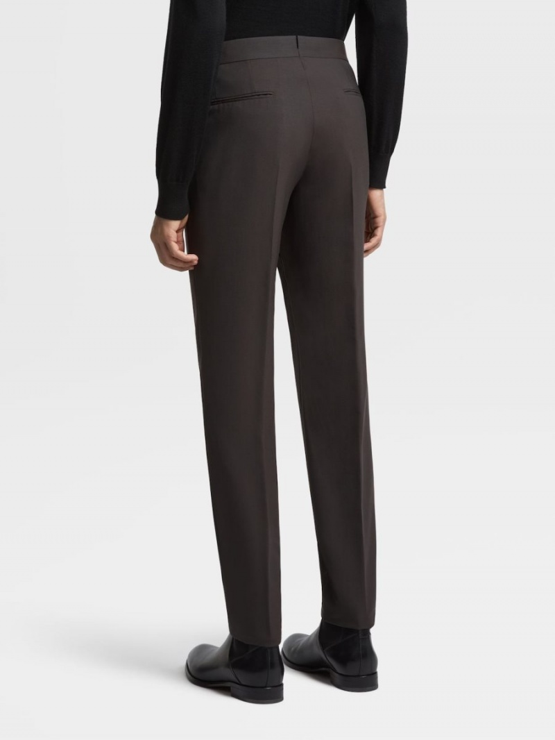 Dark Brown Zegna High Performance Wool Pants | DWOZCLG-35