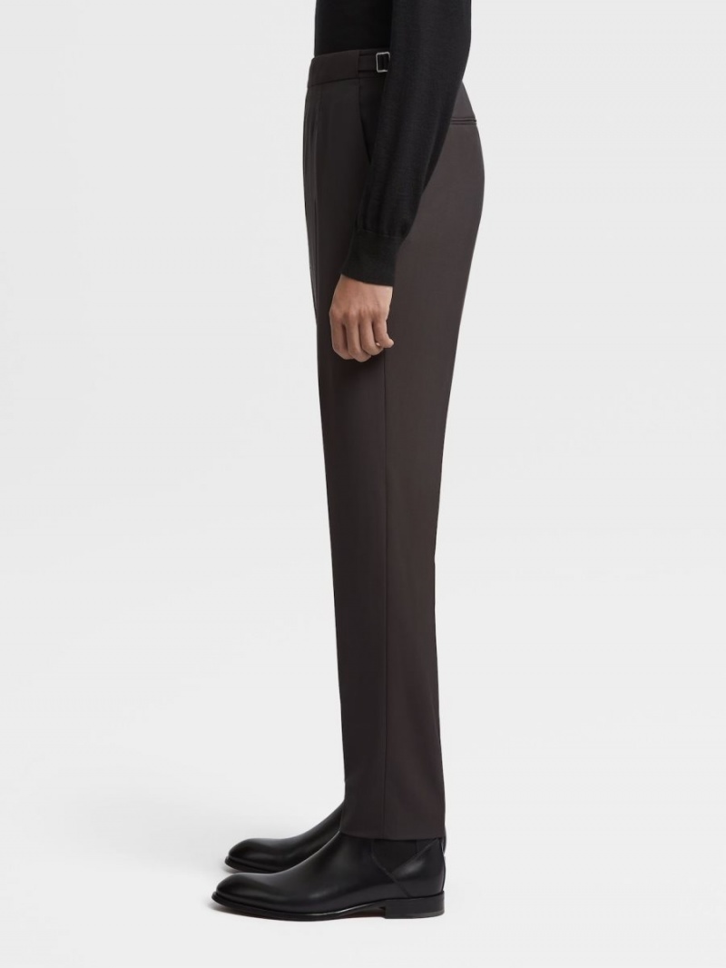 Dark Brown Zegna High Performance Wool Pants | DWOZCLG-35