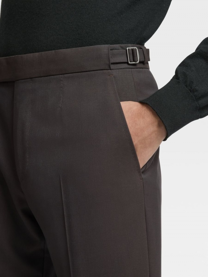 Dark Brown Zegna High Performance Wool Pants | DWOZCLG-35