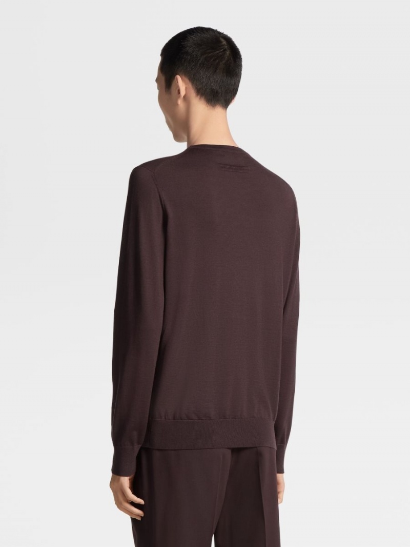 Dark Burgundy Zegna Cashseta Crewneck | DRAGTIC-78