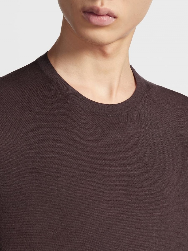 Dark Burgundy Zegna Cashseta Crewneck | DRAGTIC-78