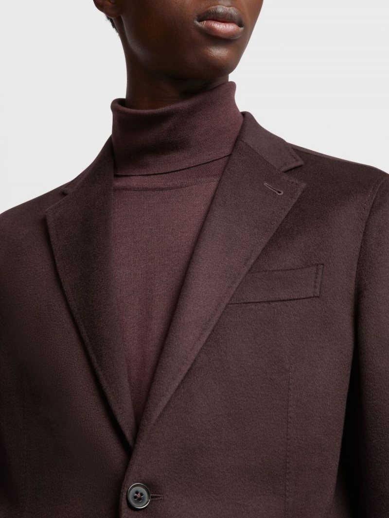 Dark Burgundy Zegna Oasi Cashmere Shirt Jacket | DKPMBGJ-23