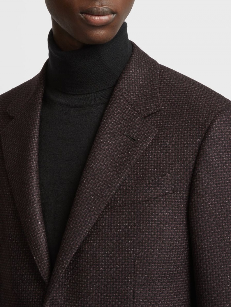 Dark Burgundy / Black Zegna Cashmere Blend Jacket | LUWXDAV-25