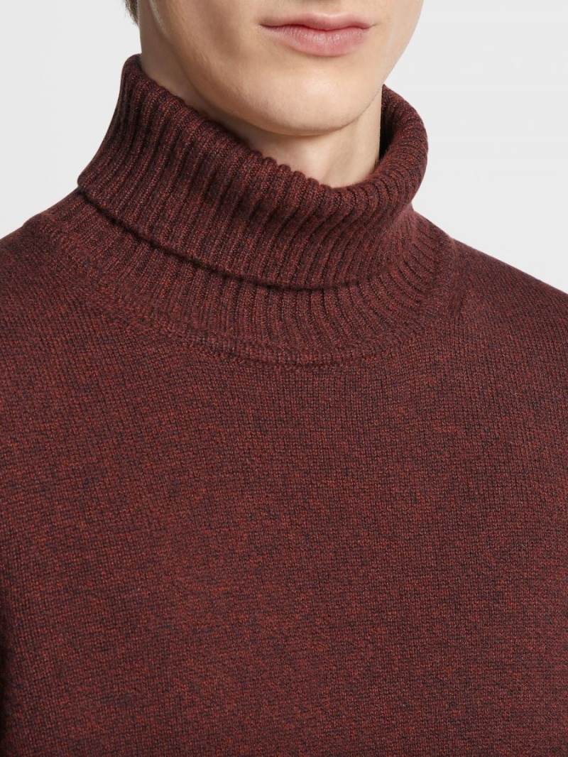 Dark Burgundy / Grey Zegna Oasi Cashmere Turtleneck | MXFSTAQ-56