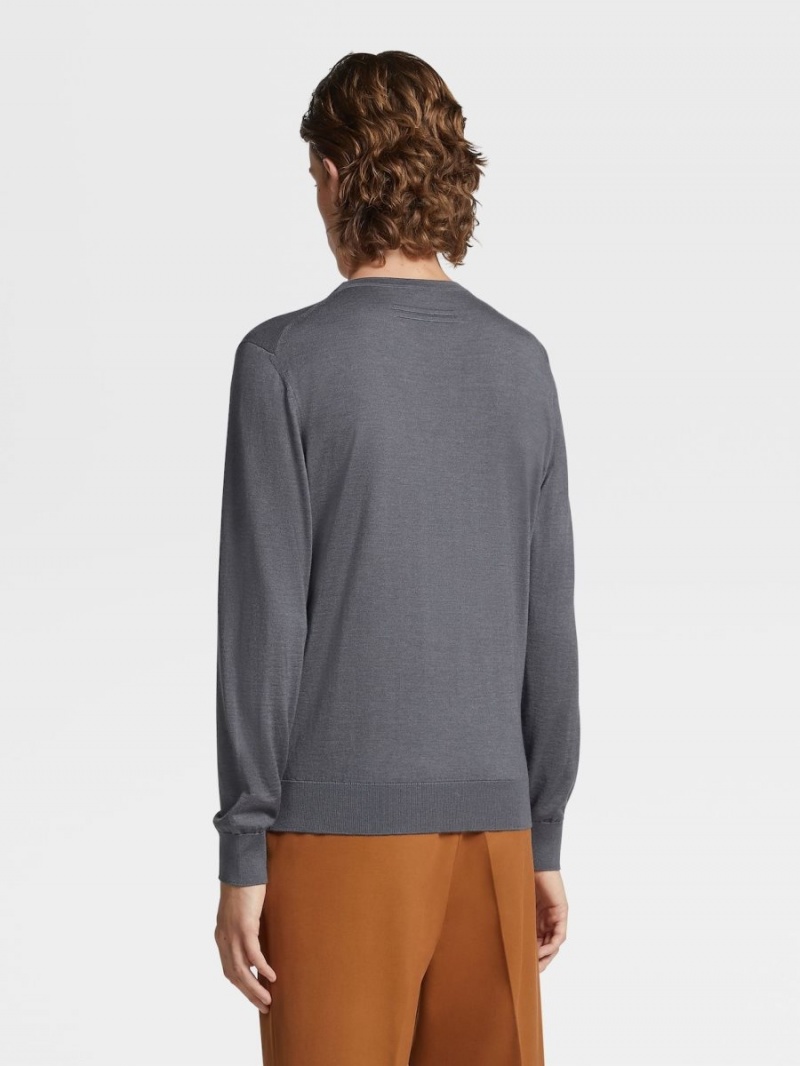 Dark Grey Zegna Cashseta Crewneck | MLWVZKC-05