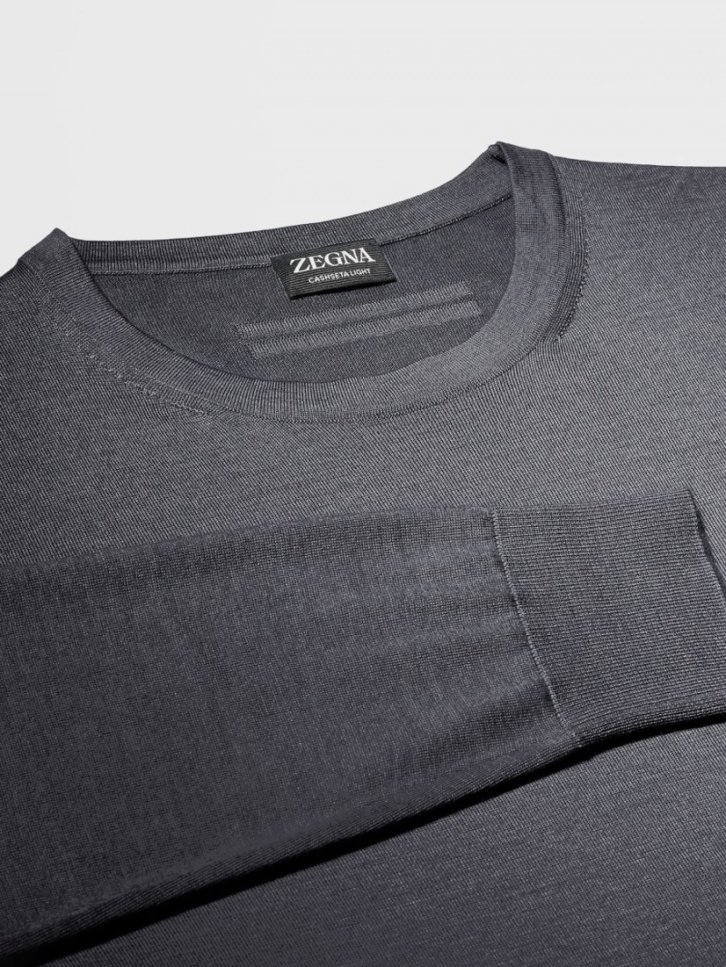 Dark Grey Zegna Cashseta Crewneck | MLWVZKC-05