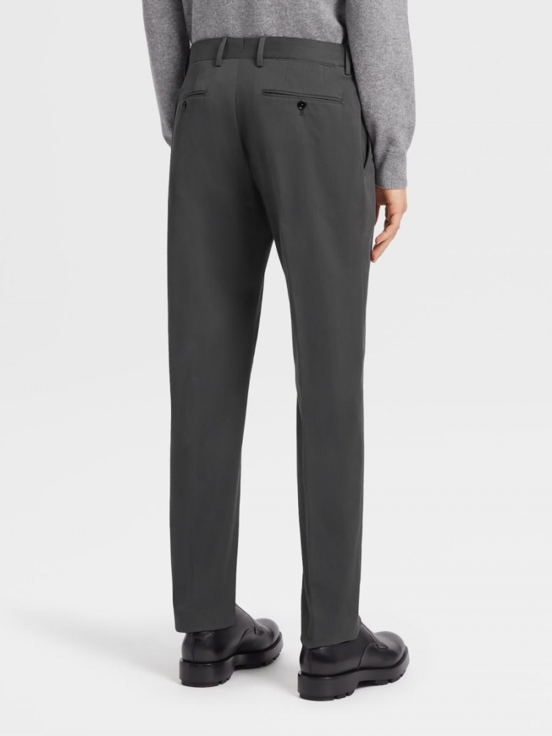 Dark Grey Zegna Comfort Cotton Pants | YTUFHNW-56