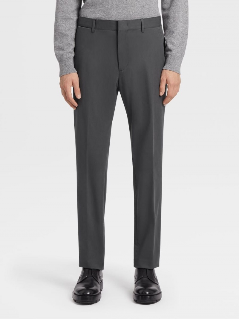 Dark Grey Zegna Comfort Cotton Pants | YTUFHNW-56