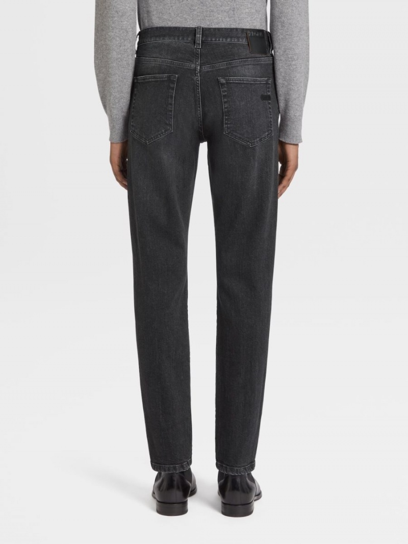 Dark Grey Zegna Stone-washed Stretch Cotton Roccia Jeans | EBDVKMA-64