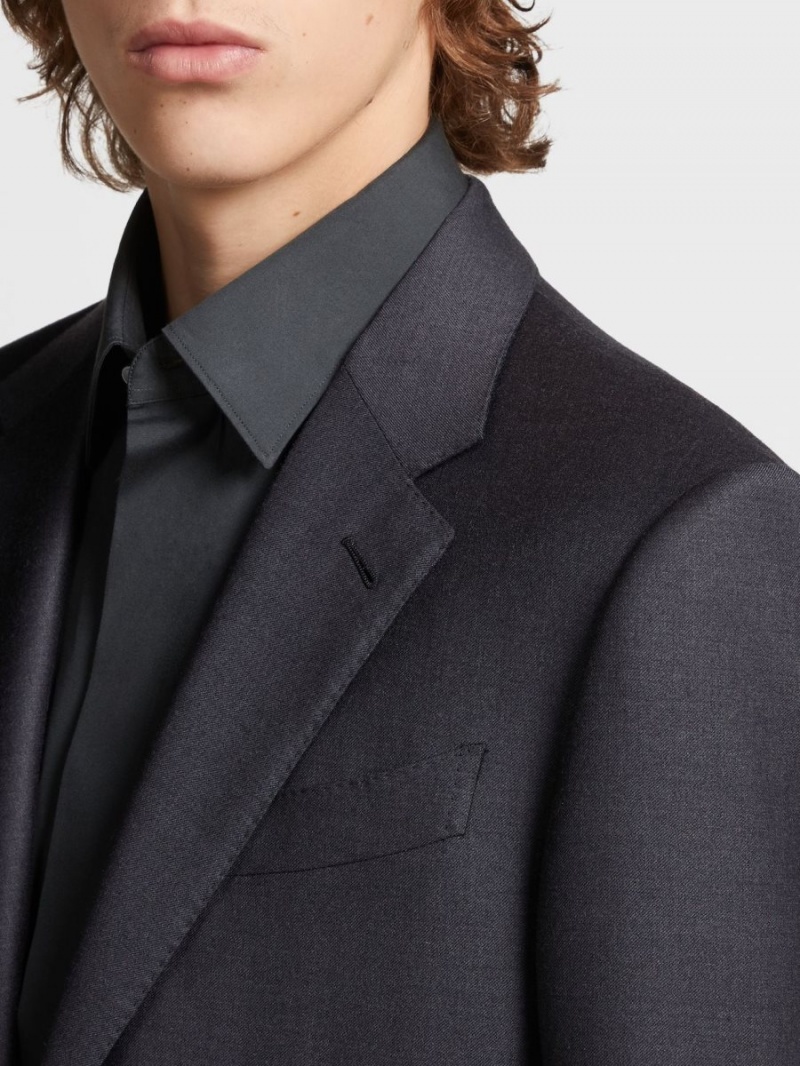 Dark Grey Zegna Trofeo Wool Suit | RUEHQLN-95