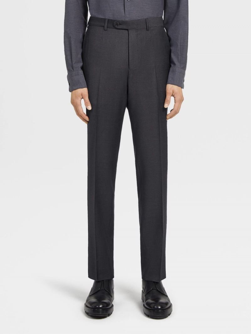 Dark Grey Zegna Trofeo Wool Suit | RUEHQLN-95