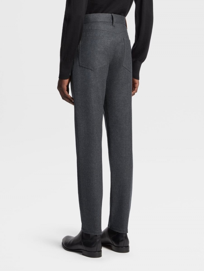 Dark Grey Zegna Wool And Cashmere Roccia Pants | TPMDXQV-86