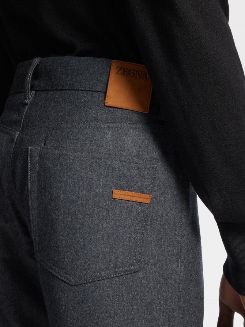 Dark Grey Zegna Wool And Cashmere Roccia Pants | TPMDXQV-86