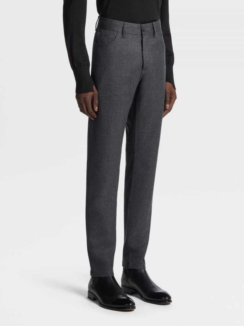 Dark Grey Zegna Wool And Cashmere Roccia Pants | TPMDXQV-86