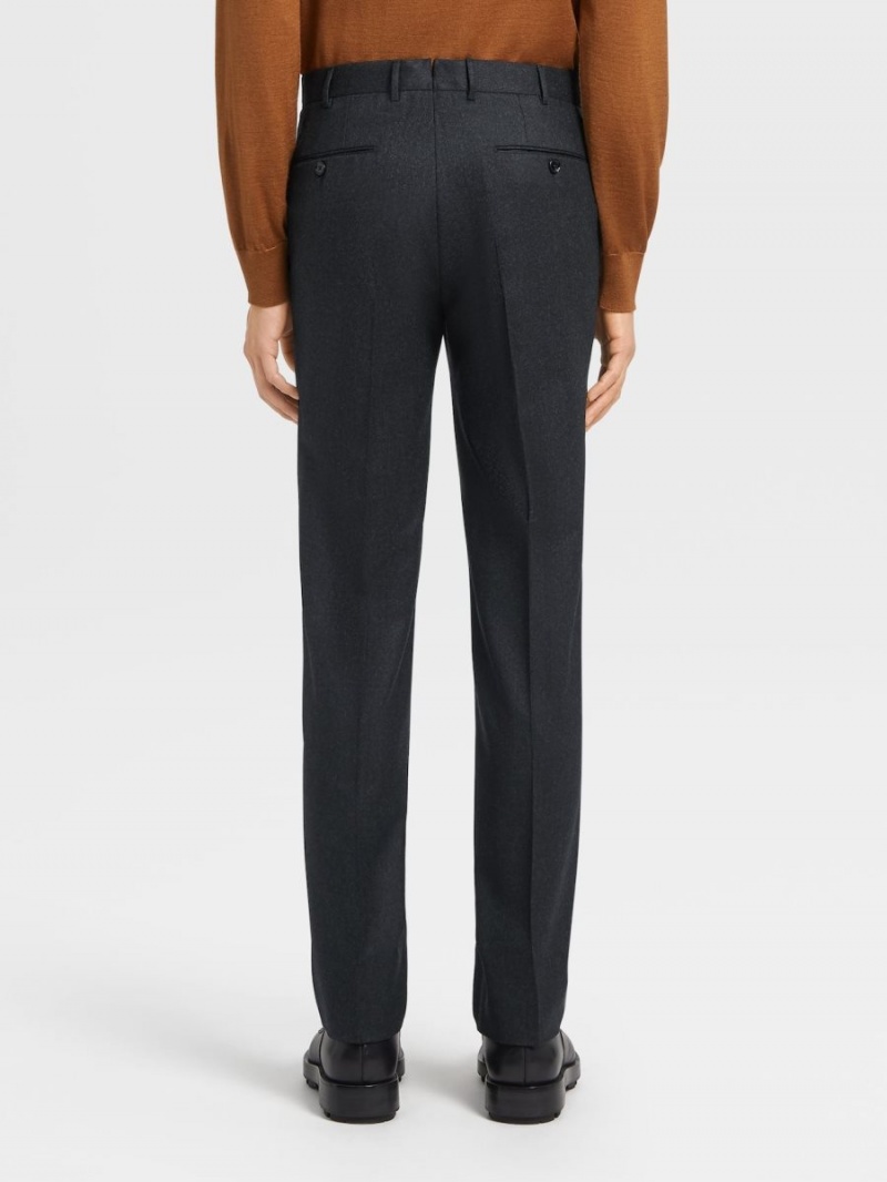 Dark Grey Zegna Wool Pants | QVOFRCU-65