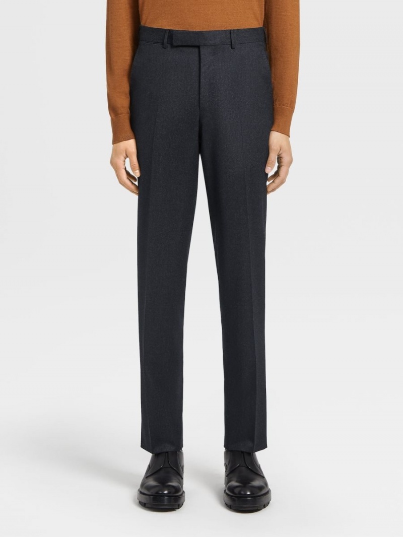 Dark Grey Zegna Wool Pants | QVOFRCU-65