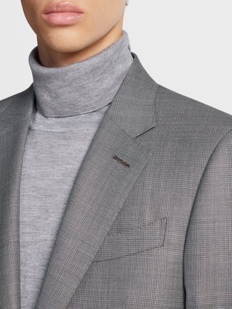 Dark Grey / White Zegna Centoventimila Wool Suit | FDVOLRB-34