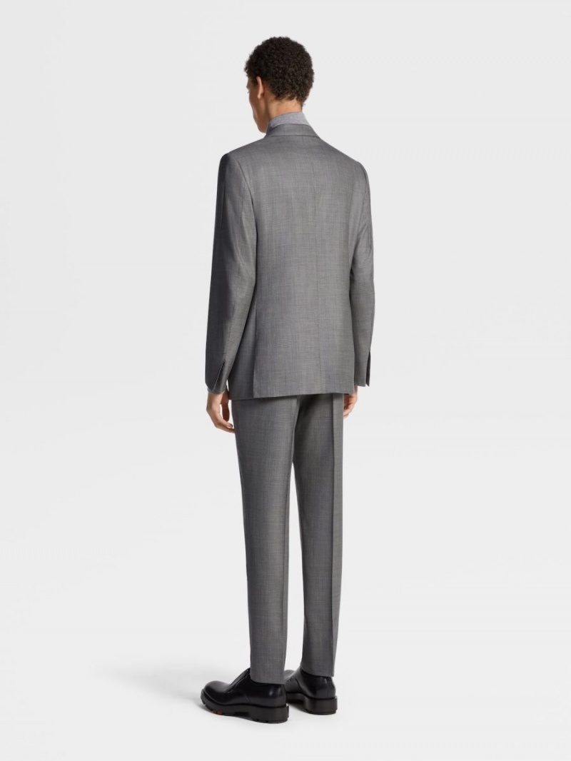 Dark Grey / White Zegna Centoventimila Wool Suit | FDVOLRB-34