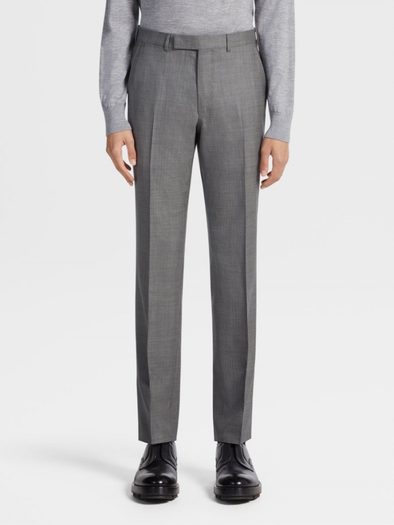 Dark Grey / White Zegna Centoventimila Wool Suit | FDVOLRB-34