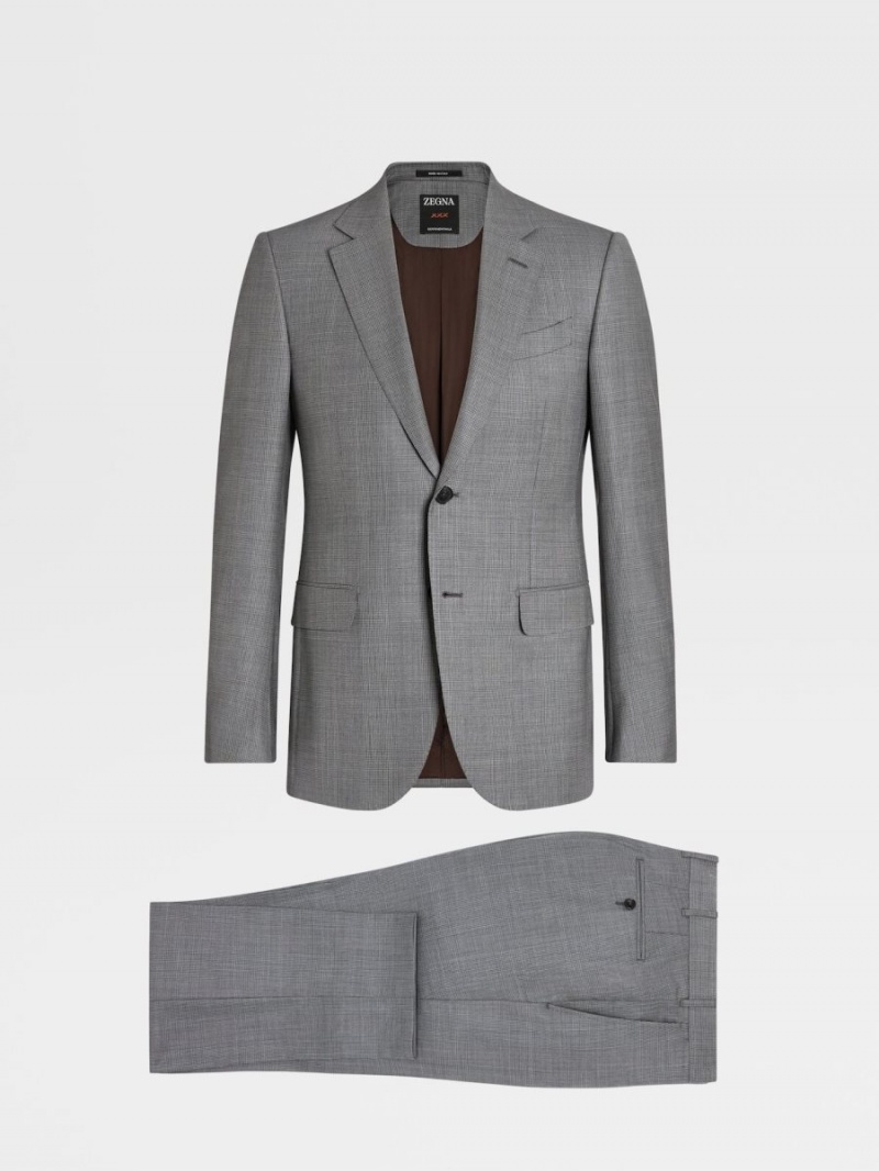 Dark Grey / White Zegna Centoventimila Wool Suit | FDVOLRB-34