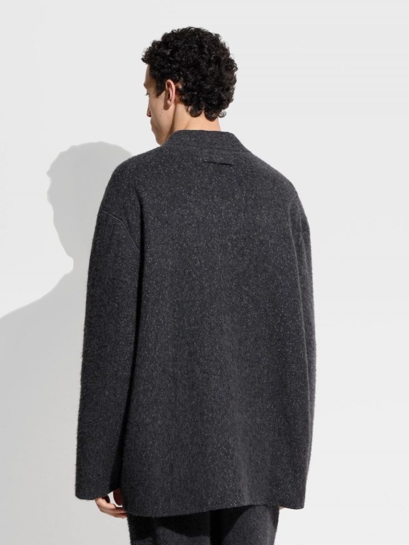 Dark Grey / White Zegna The Elder Statesman Oasi Cashmere Cardigan | RBNTEXH-82