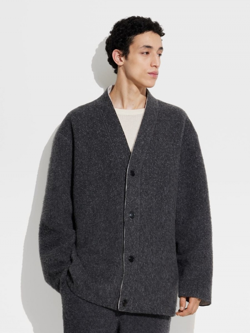 Dark Grey / White Zegna The Elder Statesman Oasi Cashmere Cardigan | RBNTEXH-82