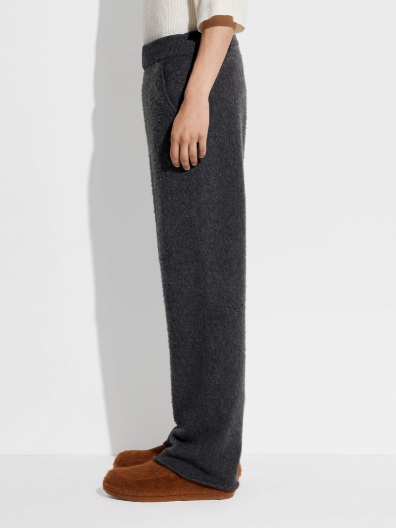 Dark Grey / White Zegna The Elder Statesman Oasi Cashmere Pants | AIOEGJC-07