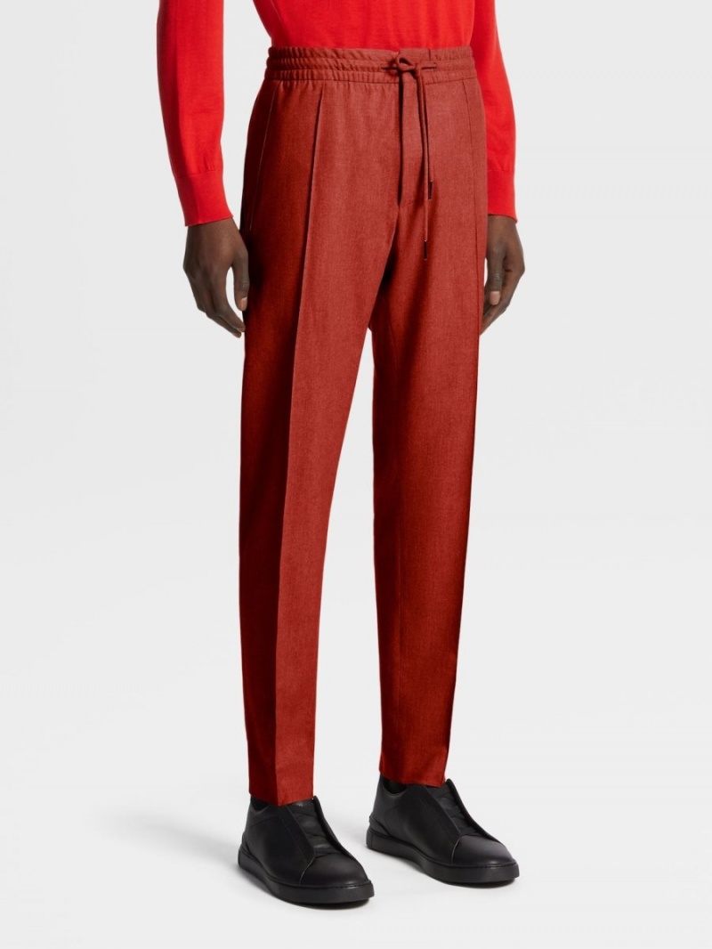 Dark Red Zegna 14milmil14 Wool Blend Joggers | ZYMAKGS-98