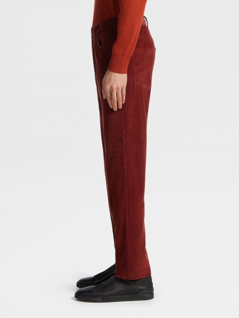 Dark Red Zegna Cashco Roccia Pants | SWTXQZE-60