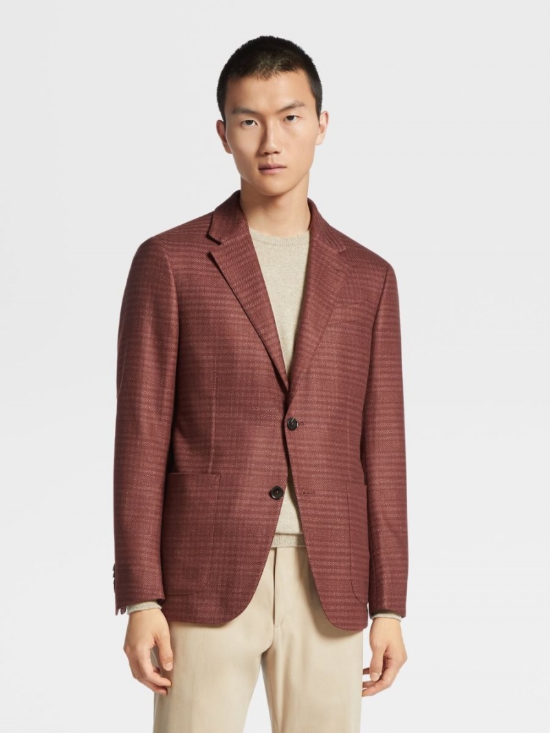 Dark Red Zegna Cashmere And Linen Jacket | QPBALMN-80