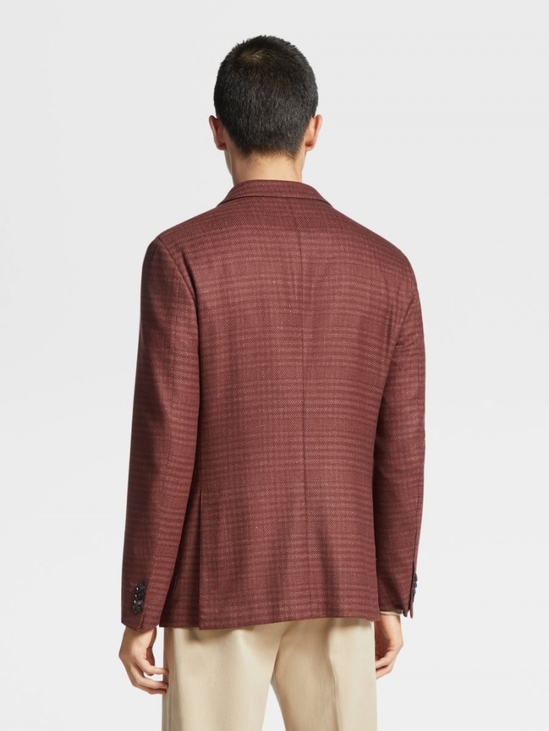 Dark Red Zegna Cashmere And Linen Jacket | QPBALMN-80