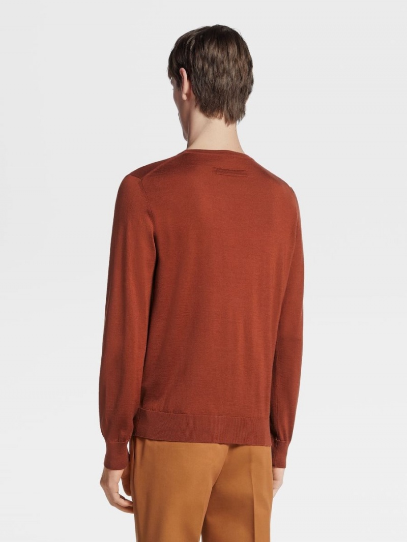 Dark Red Zegna Cashseta Crewneck | MXPDQGH-30