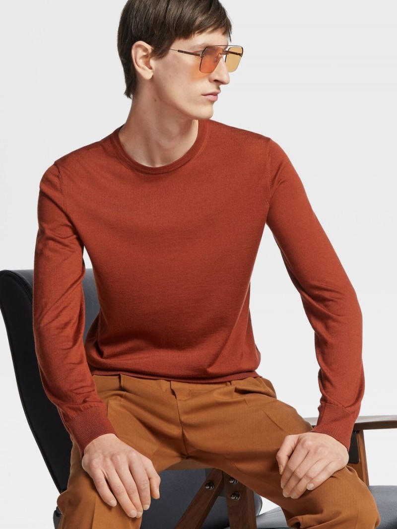 Dark Red Zegna Cashseta Crewneck | MXPDQGH-30