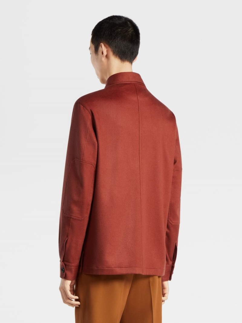 Dark Red Zegna Oasi Cashmere Alba Overshirt | VKCENJS-75