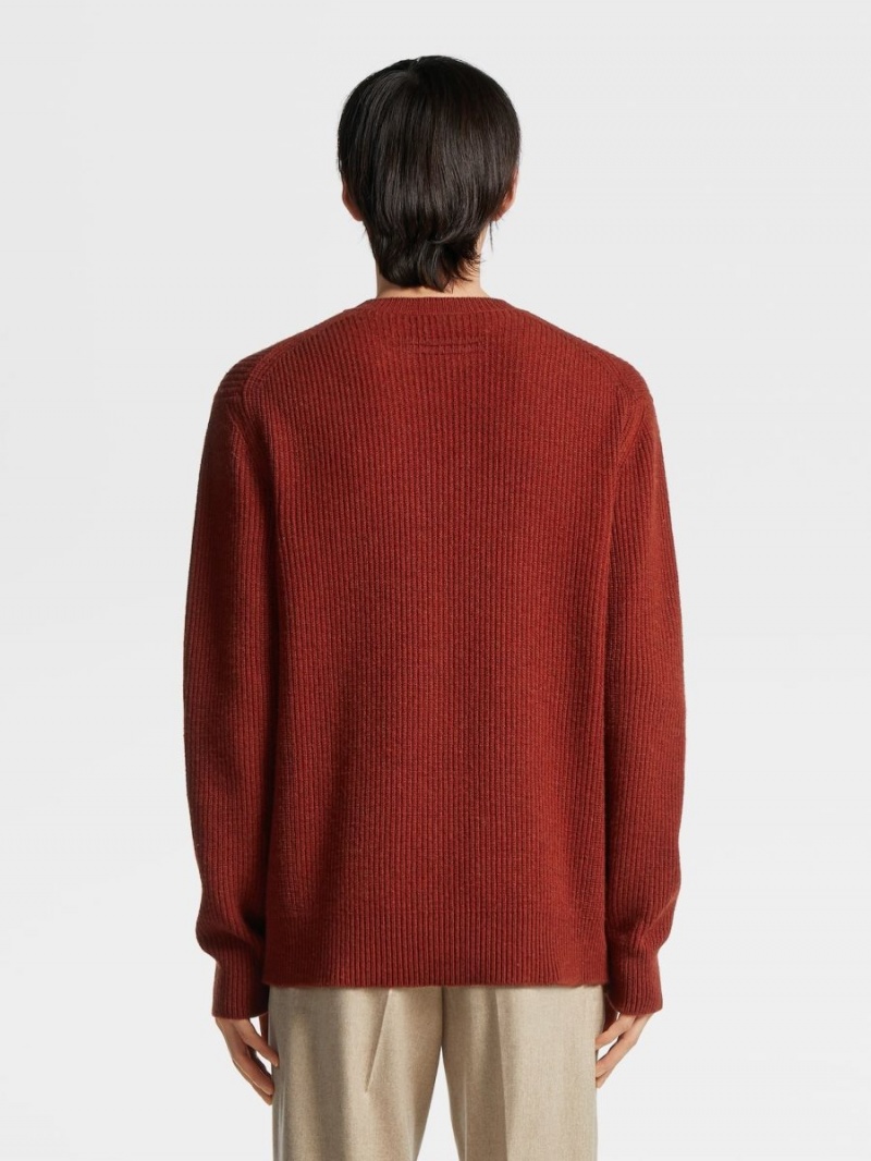 Dark Red Zegna Oasi Cashmere Crewneck | FKXWBJM-02