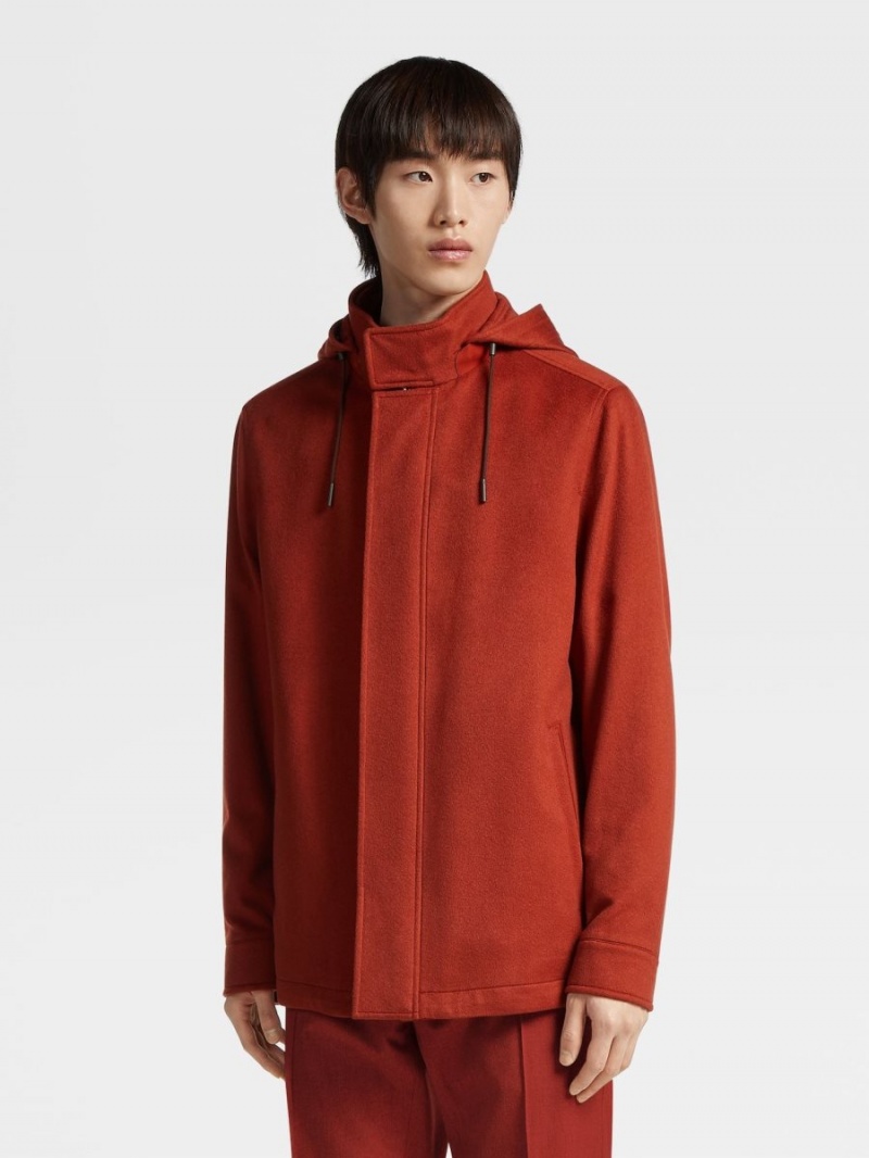 Dark Red Zegna Oasi Cashmere Elements Cima Overjacket | YGXHCKE-56