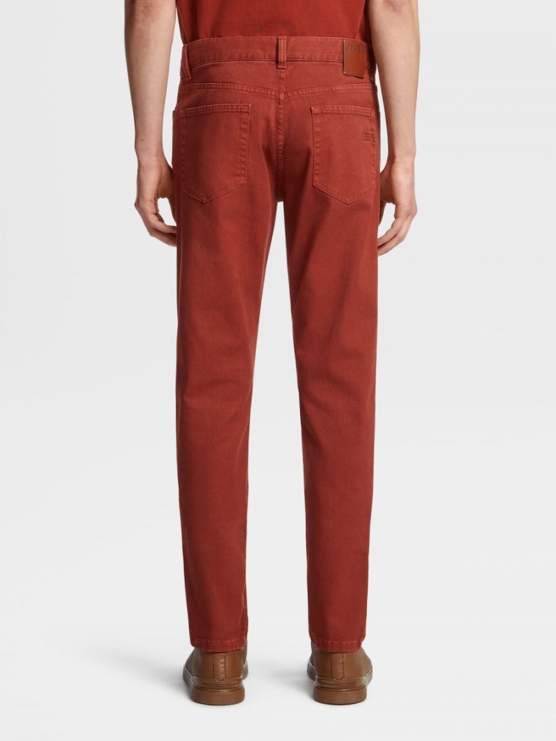 Dark Red Zegna Stretch Cotton Roccia Pants | QPSNELC-37