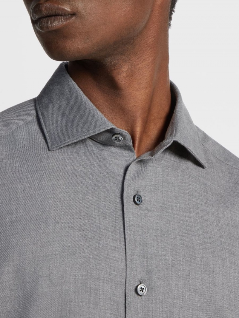 Grey Zegna Cashco Shirt | PECAJWZ-05