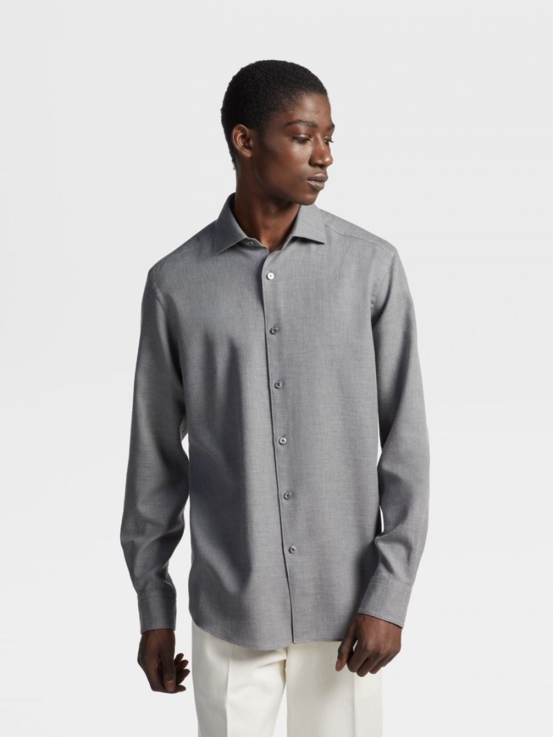 Grey Zegna Cashco Shirt | PECAJWZ-05