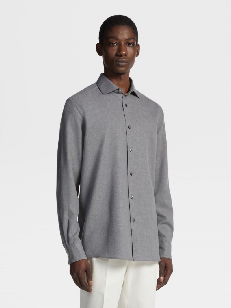 Grey Zegna Cashco Shirt | PECAJWZ-05