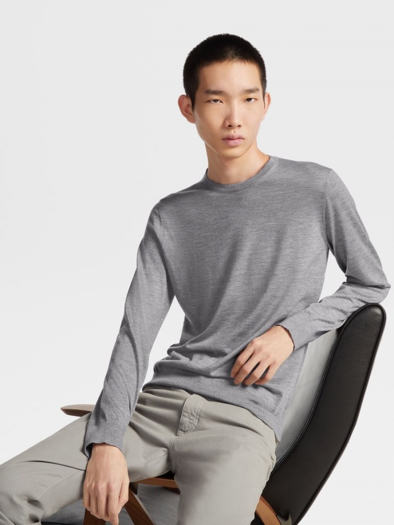 Grey Zegna Cashseta Crewneck | HWVSAKJ-84