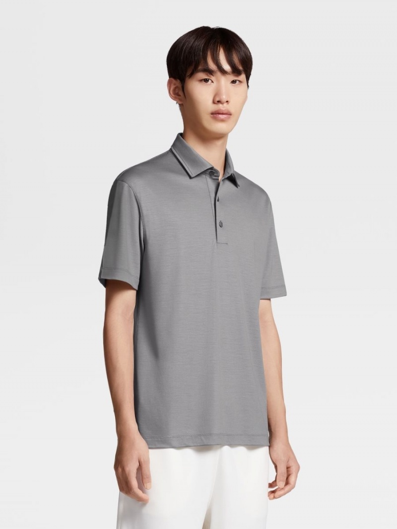 Grey Zegna High Performance Wool Polo Shirt | LVMJEDW-49