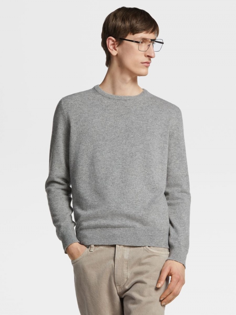 Grey Zegna Oasi Cashmere Crewneck | TSYQJVO-06