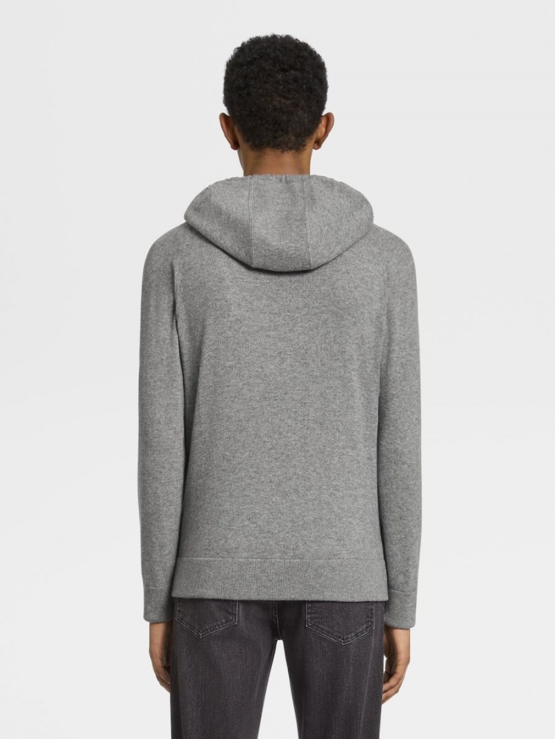 Grey Zegna Oasi Cashmere Hoodie | UYQMZKE-01