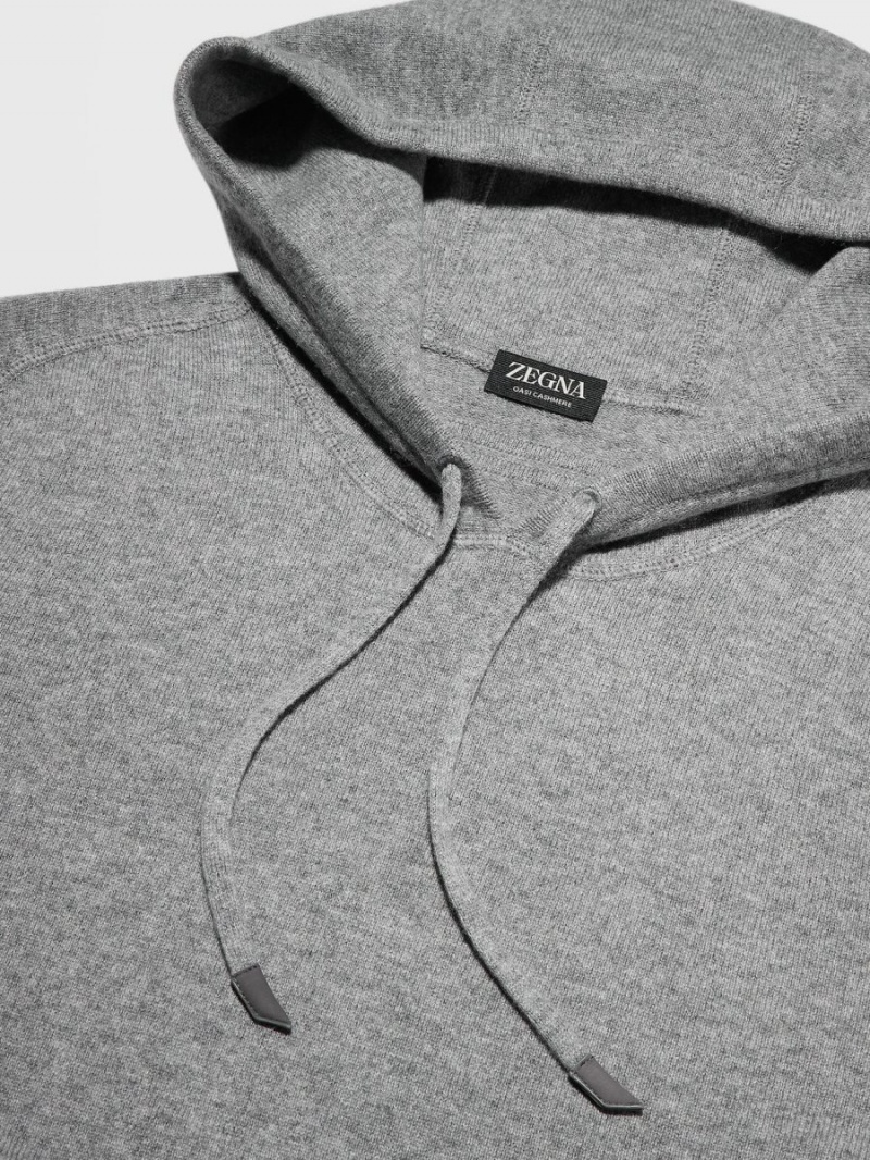 Grey Zegna Oasi Cashmere Hoodie | UYQMZKE-01