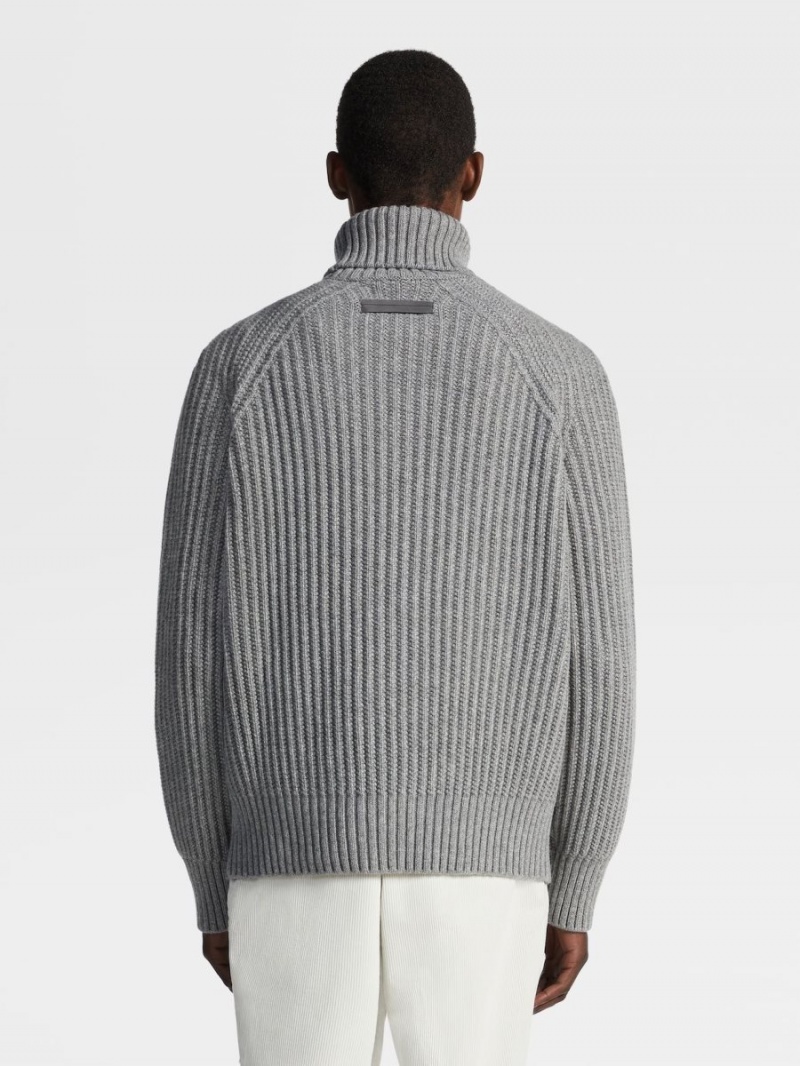 Grey Zegna Oasi Cashmere Turtleneck | NALYJWI-46