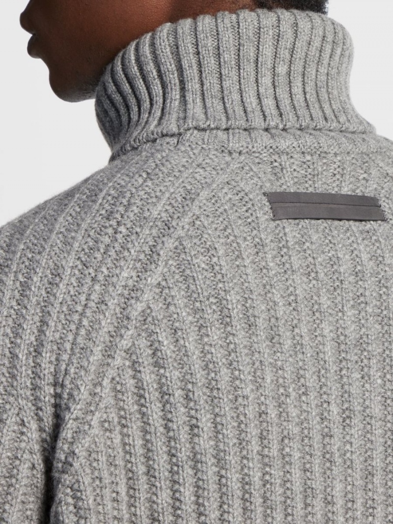 Grey Zegna Oasi Cashmere Turtleneck | NALYJWI-46