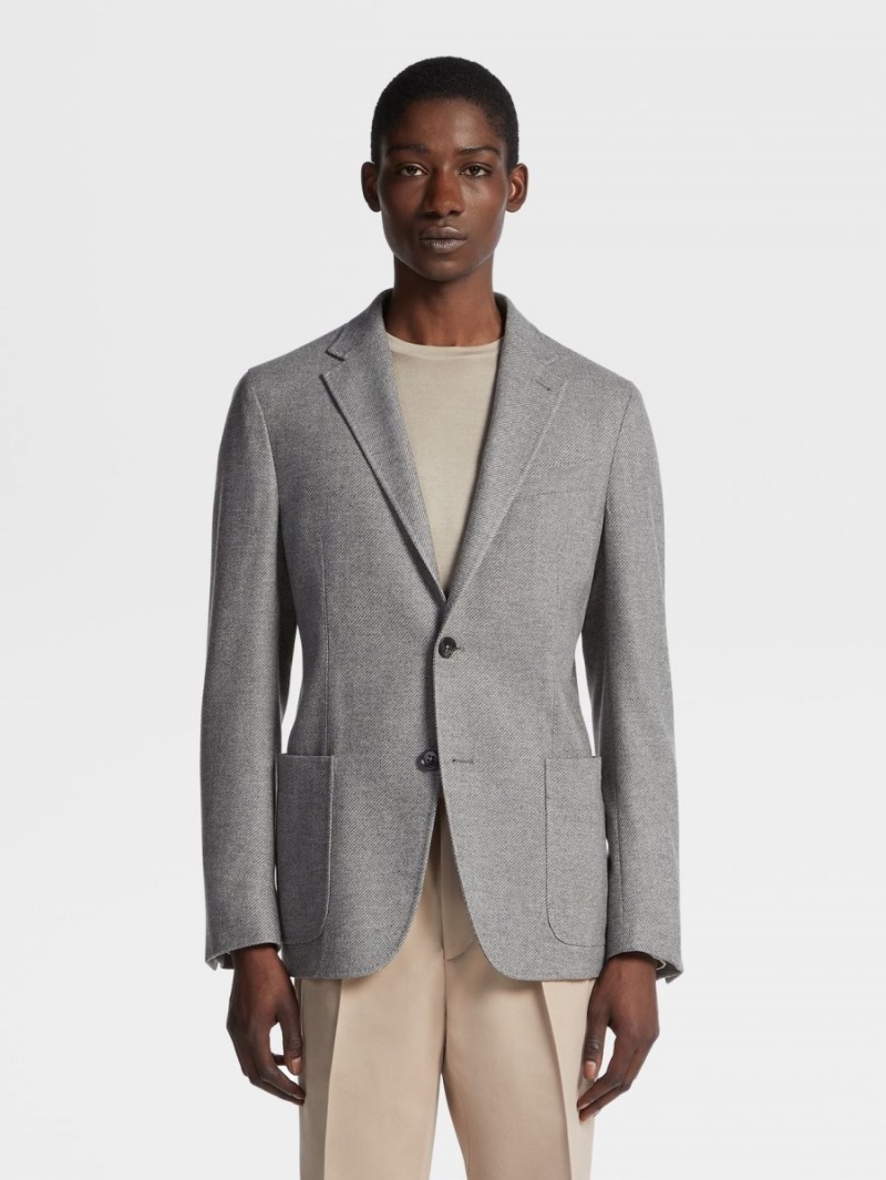 Grey Zegna Trofeo Cashmere Shirt Jacket | KGTRBAL-28