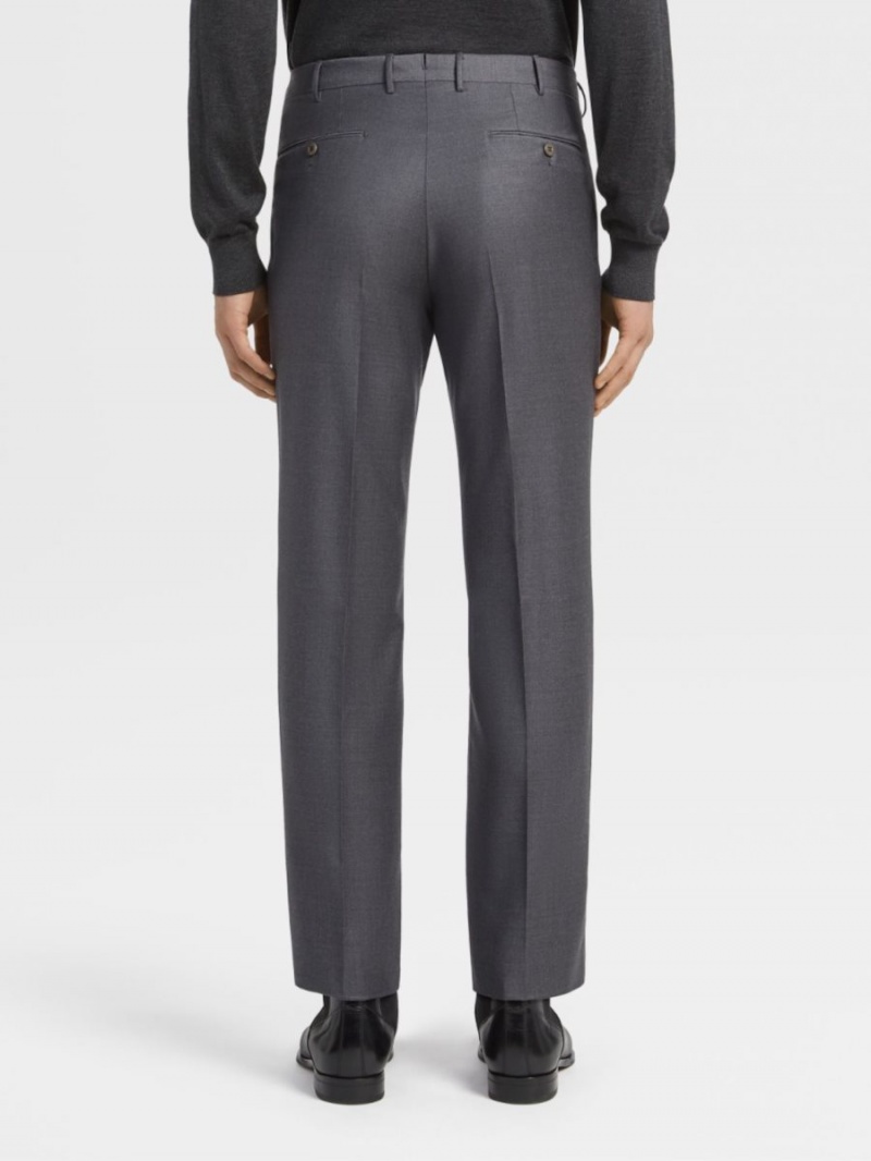 Grey Zegna Trofeo Wool Trousers | FQXJZET-19